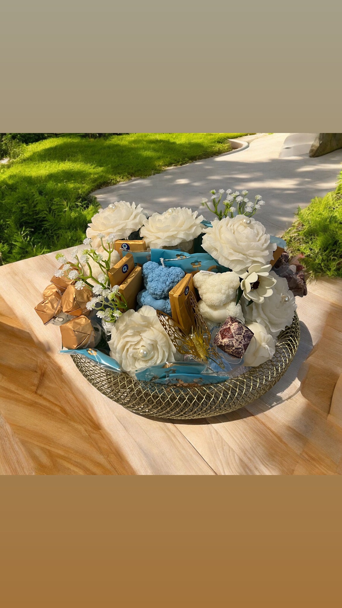 Candle and chocolate basket