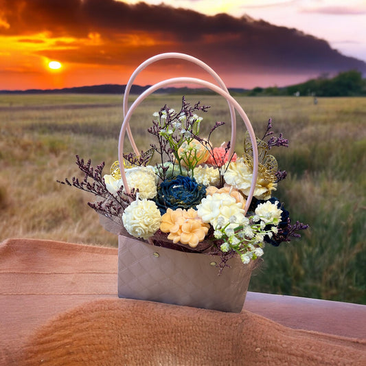 Candle flower basket with various beautiful colors